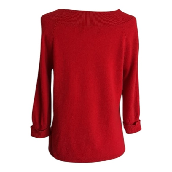 JONES New York Vintage 90s Red Cashmere Sweater Preppy Elevated Classic Medium - Picture 7 of 14
